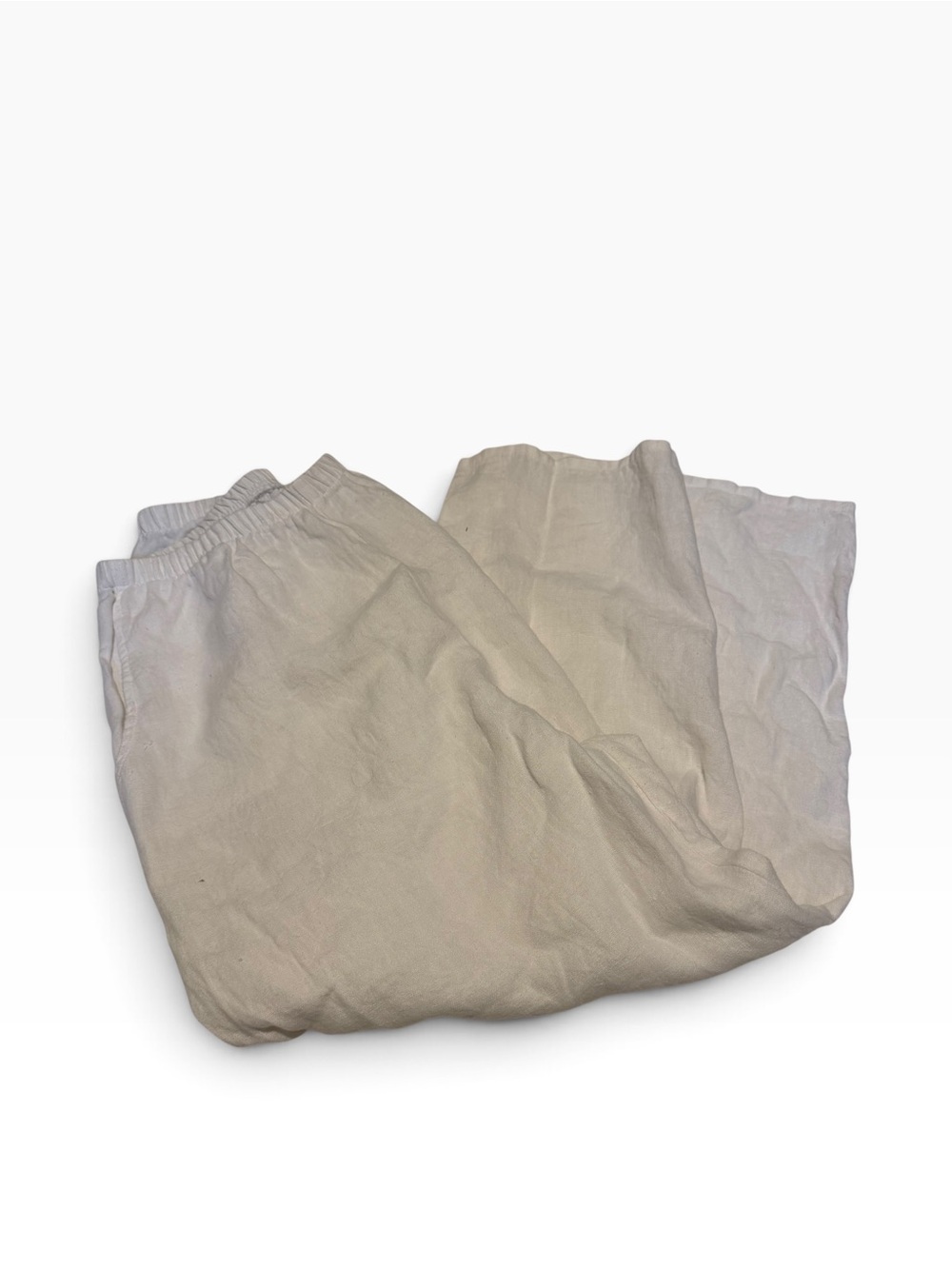 Flax Cream 100 % Linen Pants Womens Small Lagenlook Coastal Grandma